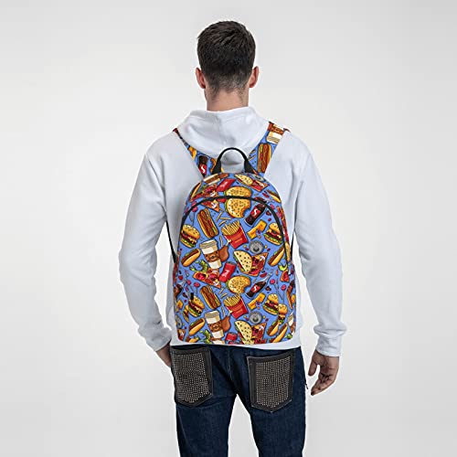 16 inch backpack Fast Food Hamburger Pizza Cola Laptop Backpack Full Print School Bookbag Shoulder Bag for Travel Daypack2