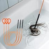 1/3pcs Extra Long Stainless Steel Drain Pipe Unclogging Hook,Nylon Coated-Suitable for Bathroom Sink, Bathtub/Shower Drain Pipes/Plumbing Accessory|Durable Nylon Material, Drain Cleaning Too (3pcs)