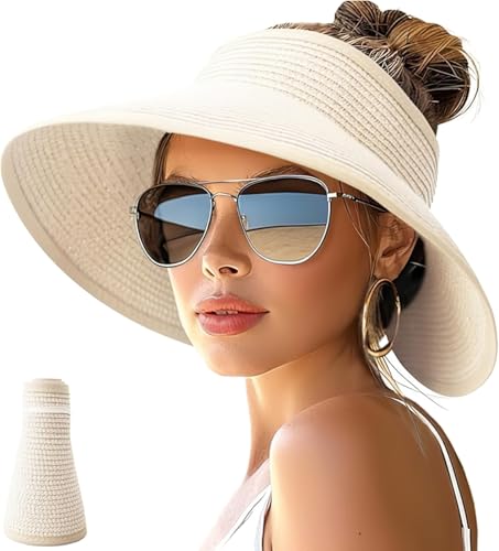 Sombrero de playa para mujer con ala ancha y lazo