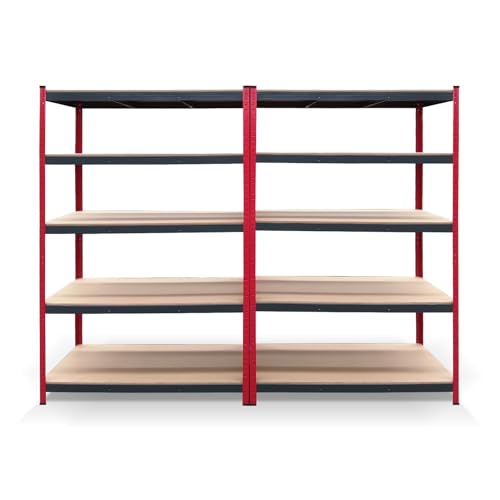 CATTERHOUSE Pack 2 Estanterías Metálicas Rack Cargo Advance 120-120x60x180cm Estanterías de Almacenaje de Acero Galvanizado y MDF con Baldas Ajustables