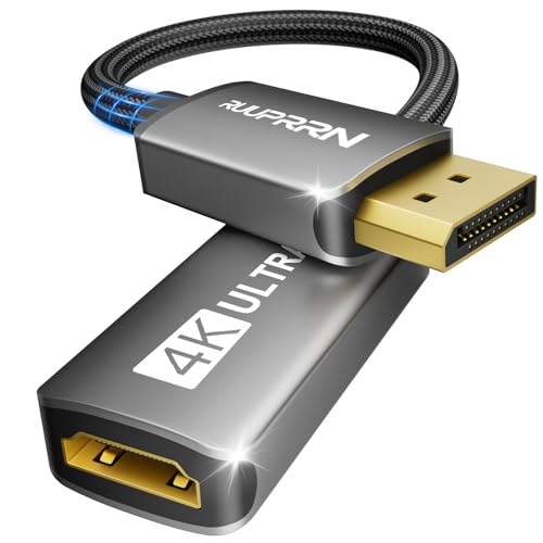 Active 4K@60Hz Display Port to HDMI Adapter (1440P/2K@120Hz) Unidirectional DP 1.2 Source to HDMI 2.0 Display Converter DisplayPort Male to HDMI Female Adapter for NVIDIA AMD Desktop Gaming Monitor
