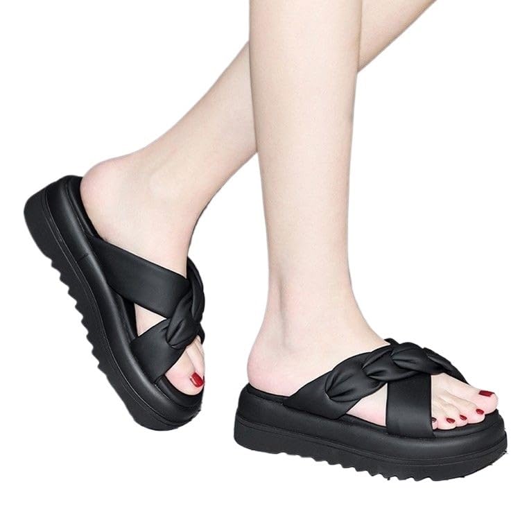Wearing Casual Cross Over Women's Outdoor Beach Shoes Thick Soled Slippers Sandals(37)2