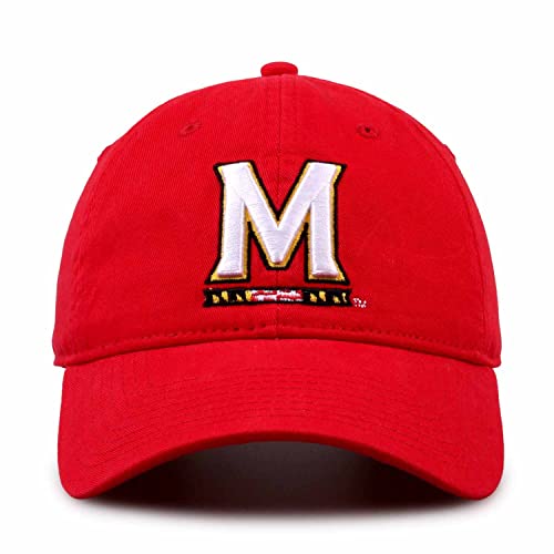 The Game NCAA Adult Relaxed Fit Logo Hat - Embroidered Logo - 100% Cotton - Elevate Your Style and Show Your Team Spirit (Maryland Terrapins - Red, Adjustable)