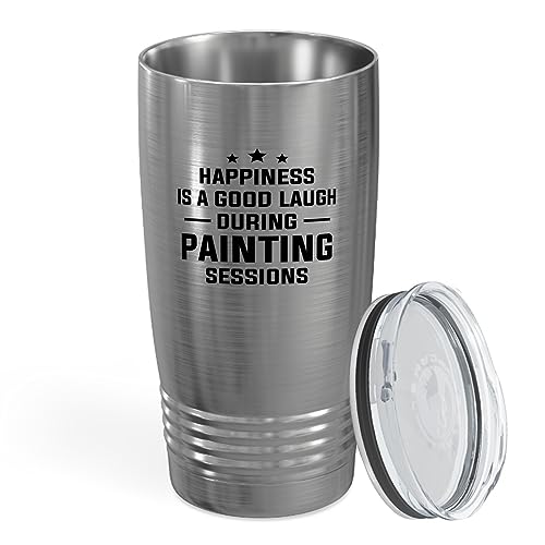 Flairy Land Hobby Tumbler 20oz Silver -Painting Sessions - Art Teacher Gift Artist Painter Watercolorist Airbrush Portrait Paint Illustrator