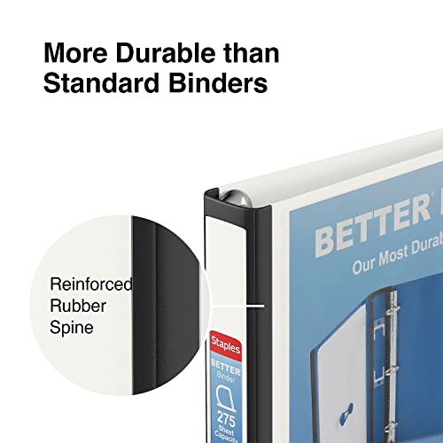 1" Staples Better View Binder With D-Rings, White #TOP4
