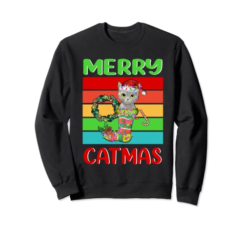 Merry Catmas Chartreux Cat Christmas Funny Kitty Xmas Sudadera