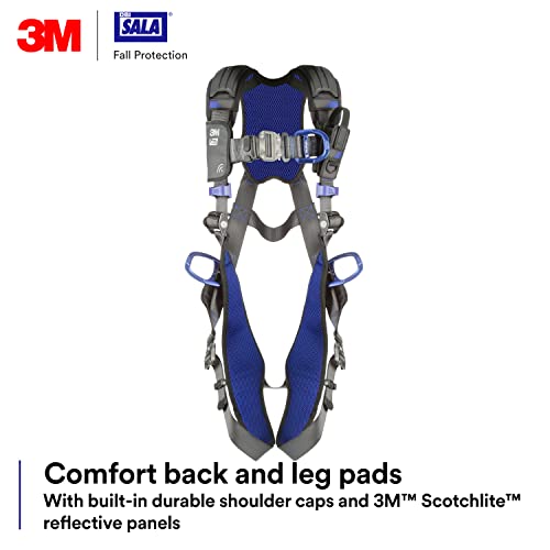 3M 1113082 Dbi-Sala Exofit X300 Comfort Vest Climbing/Positioning Safety Harness, General Industry Fall Protection, Back, Front, And Hip D-Rings, Auto-Locking Quick Connect Leg, Chest Buckles, Large #TOP7