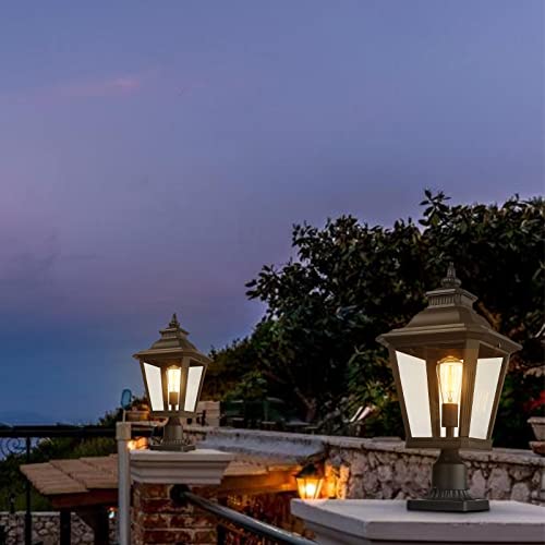 Luminzone Large Outdoor Post Lights, Lamp Post Light Fixture Black Finish,Waterproof And Anti-Rust Modern Aluminum Pillar Outside Lighting For Walkway, Driveway, Carriage, Patio, Porch, Front House #TOP4