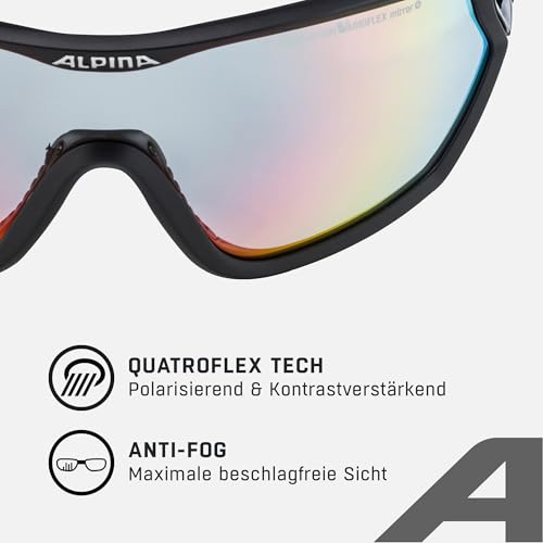 Foto von ALPINA S-WAY QV - Kontrastverstärkende, Selbsttönende & Beschlagfreie Sport- & Fahrradbrille Mit 100% UV-Schutz Für Erwachsene, black matt, One Size
