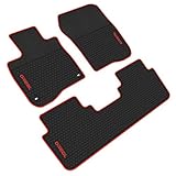 iallauto All Weather Floor Liners Custom Fit Honda CR-V CRV 5th 2017 2018 2019 Heavy Duty Rubber Car Mats Vehicle Carpet Odorless-Black Red