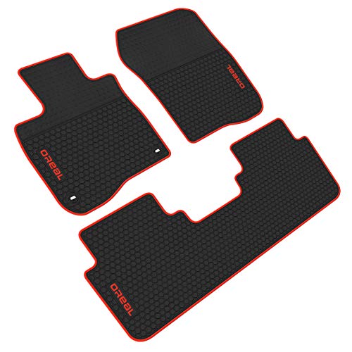 iallauto All Weather Floor Liners Custom Fit Honda CR-V CRV 5th 2017 2018 2019 Heavy Duty Rubber Car Mats Vehicle Carpet Odorless-Black Red