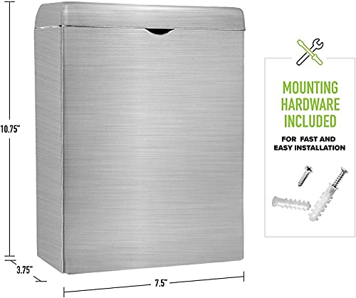 Alpine Sanitary Napkin Receptacle – 2 Pack Wall Mounted Tampon Holder For Bathroom Provides Clean & Odor-Free Restroom For Home, Office & Public Restrooms (Stainless Steel) 2 Pack #TOP2