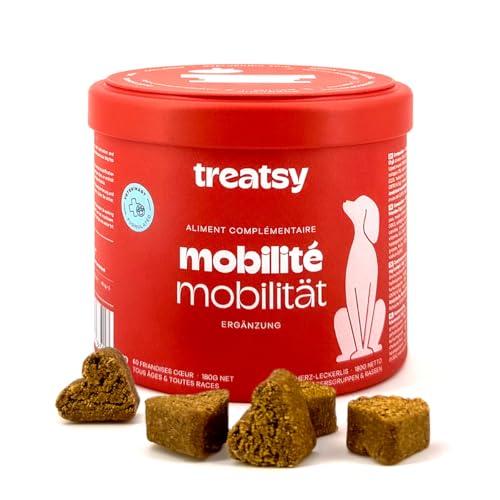Treatsy Complément Alimentaire Chien Mobilité Articulations - Collagène Type 1 & 2, glucosamine, Moule Verte, MSM - Recommandé par Les vétérinaires