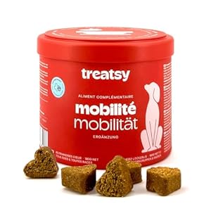 Treatsy Complément Alimentaire Chien Mobilité Articulations – Collagène Type 1 & 2, glucosamine, Moule Verte, MSM – Recommandé par Les vétérinaires