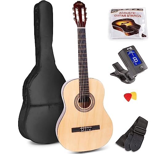 MAX SoloArt Guitare Acoustique Classique avec Pupitre – Bois, Idéal pour Débuter la Guitare - Les Beatles, Paul McCartney, John Lennon, RIngo Starr, George Harrison MAX SoloArt Guitare Acoustique Classique avec Pupitre - Bois, Idéal pour Débuter la Guitare – Image 3