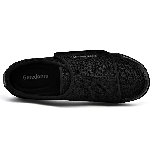 Gmedonm Women'S Wide Shoes With Adjustable Lightweight For Diabetic Edema Plantar Fasciitis Bunions Arthritis Swollen Feet Air Cushion Bottom Fattening And Widening Elderly Shoes Black thumb #1