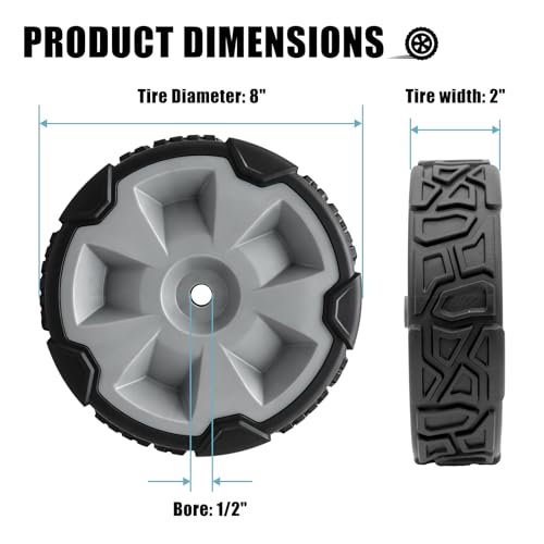 Sutmorly 140-2358 Front Drive Wheels Fit for Toro Mower - Replace for 1402358, 8" Push Lawn Mower Wheels Fit for 55cm / 22in Recycler Lawn Mower Fits Units 21442 21445 21447 21472 21770 21774, 2 Pack by Sutmorly - Used condition - Image 2