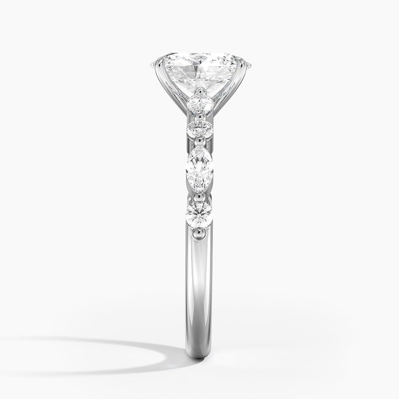 Engagement Ring 2.3 ct. tw. Oval Cut Moissanite Engagement Rings for Women Platinum Plated Silver2