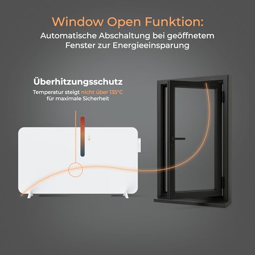 BR Bringer Infrarotheizung 750 Watt mit Smart Thermostat, WIFI & App - für Wandmontage oder als Standgerät für kleinere Räume bis 15m² - sehr Energiesparend - Deutsche Qualitätsmarke (weiß)