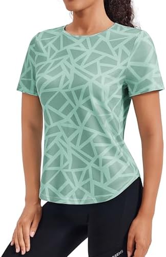 PINSPARK Damen Sportshirt Kurzarm Atmungsaktiv Rundhal Funktionsshirt | Stretch Material,Atmungsaktiv Leicht,Perfekt für Yoga,Fitness,Laufen den Aktiven Sommer Look
