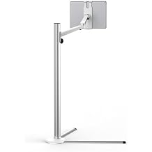 Buhelyc Universal Floor Stand, Ipad Stand Floor with Adjustable Height & Stable Base, Hands-Free, Aluminum Alloy, Stand Holder for Selfies/Video Recording/Vlogging/Live Streaming, Save Space