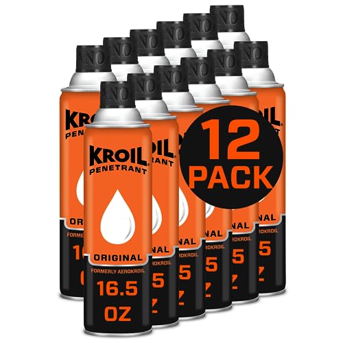 Kroil Aerokroil Penetrant - Rust Penetrating Lubricant - Corrosion Inhibitor Oil for Chains, Hinges & Stuck Metal Parts - Home & Industrial Use - Aerosol - 16.5 oz - 12 Pack (KS162C)