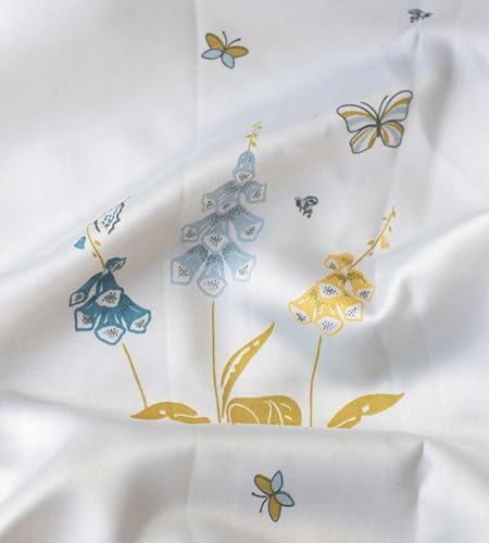 Image of Tranquebar Curtain Co. Semi Blackout Curtains 7 Feet Long, 80% Blackout, Blue Butterfly & Floral Print, Grey Fabric, Heavy Polyester, BackTab Loops, Titli (213 cm) - 1 Piece