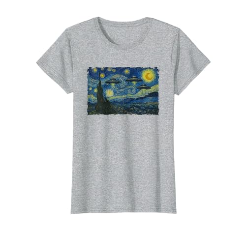 Starry Night UFO Sighting Funny Sci-Fi Van Gogh Painting T-Shirt