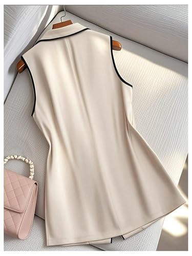 GORGLITTER Women's Sleeveless Blazer Vest Trendy Button Collared Business Casual Fall Lightweight Blazers Suit Jacket2