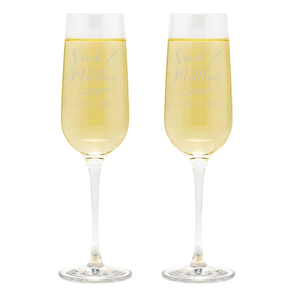 Personalized Wedding Champagne Flutes Pair Personalized Champagne Glasses