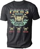 NAZENTI Personalized Papa's Biker Gang T-Shirt - Custom Papa Shirts for Men, Daddy Shirt, Dad Black Shirt, Grandpa Ride Motocycle Shirt with Kids Names, Gifts for Fathers Day, Birthday S-4XL