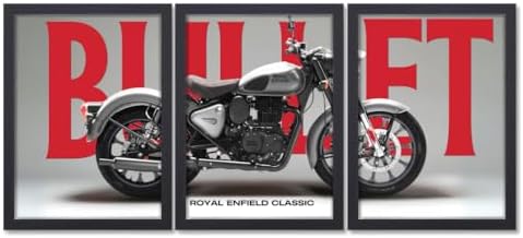 Good Hope Bullet Bike Split Poster Frame Set of 3 Superbike Framed Posters Bike Photo Frames Wall decor Home Office and Motorcycle Print wall decoration home bedroom living room hall Hostel Boys (09x12Inch )