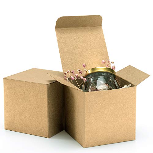 ValBox 3x3x3 Brown Gift Boxes 50pcs Recycled Paper Cube Boxes with Lids