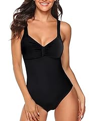 heekpek Costumi Interi Donna Vintage Brasiliana Imbottito con Stampa Tribale Costume da Bagno Intero Piscina Vita Alta Donna Bikini Set Push Up Monokini Mare Piscina Multicolore, Nero, XL