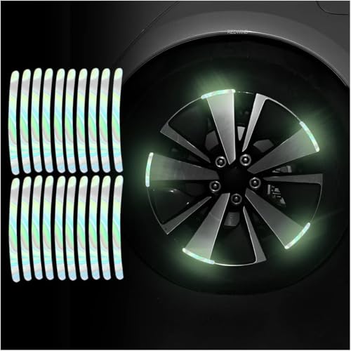 Image of REDWIND Anti-Collision Glow in The Dark Wheel Rim Stickers Night Reflective Tape Warning Sticker for Decoration Universal for All Cars Bikes Motorcycles Bicycle Trucks and etc(20 Strips) (Florescent)