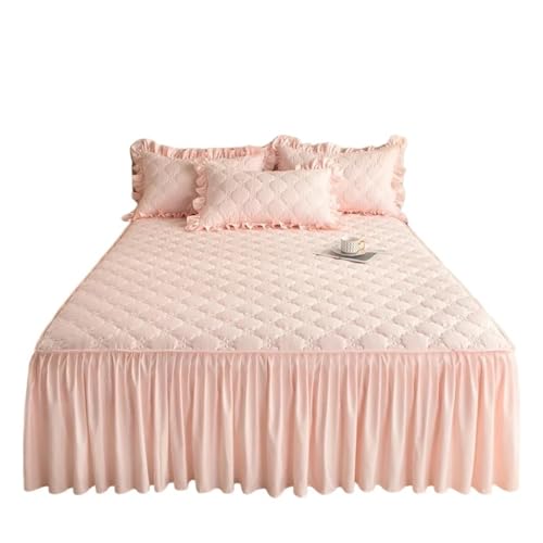Faldones De Cama Falda de Cama Gruesa, Funda Color sólido, Protector colchón Acolchado, cubrecama Agradable for la Piel (sin Almohada) Dormitorio(Lirenfen,200x220cm 1pc)