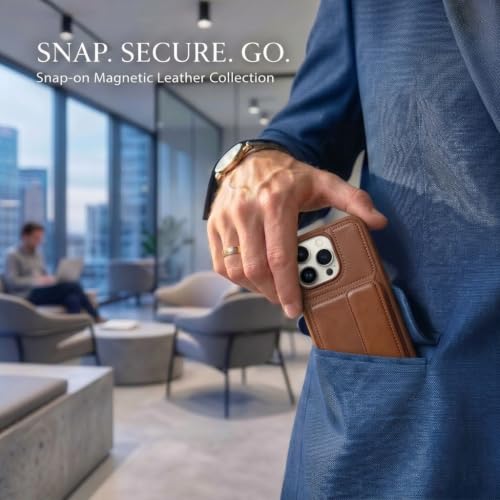 Image of amazon basics Luxury Vegan Leather Back Cover for iPhone 12 Pro Max | Built-in Card Holder Slot | Integrated Mobile Stand | Slim Shockproof Protective Case with Stitched Finish - Brown