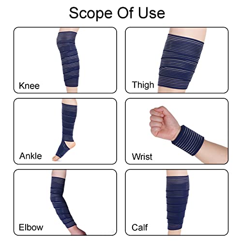 Rbenxia 4 Pieces Of Navy Blue Elastic Calf Compression Bandage Adjustable Leg Compression Sleeve Knee Wraps Brace Support Bands For Stabilising Ligament, Joint Pain, Sport (180 Cm) #TOP3