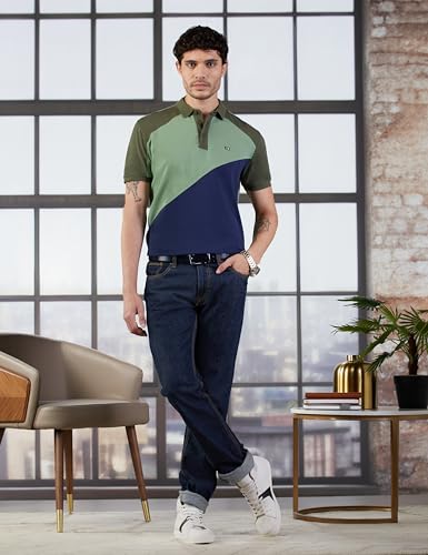 Image of Arrow Sport Men Regular fit Cotton Colour Blocked Short Sleeves Polo Shirt