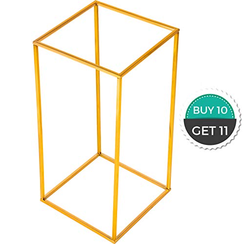 Happybuy 11pcs Wedding Flower Stand Metal Vase Stand Gold Floor Metal Column 11x11x31.7