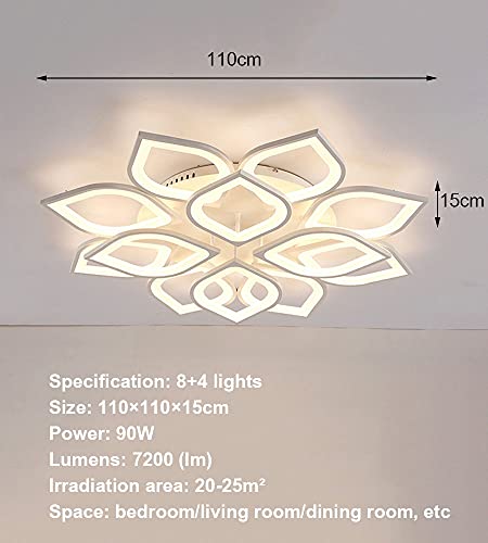 Plafonnier LED moderne de 105W dimmable en forme de fleur de 120cm avec télécommande - 3