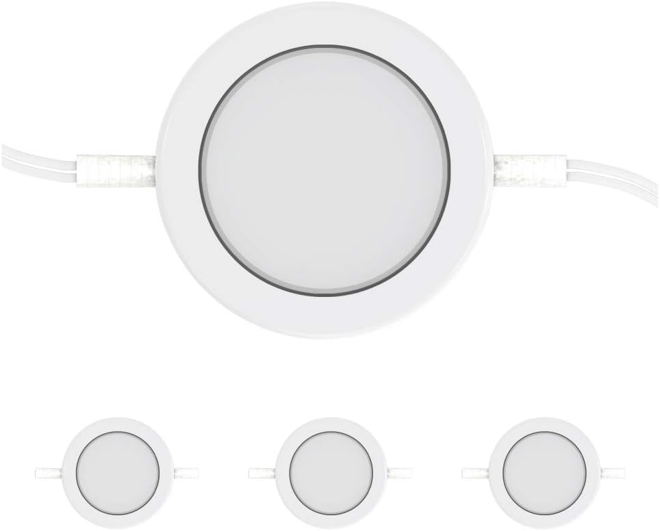 LEDMyplace 3.5W x 3 Swivel Dimmable LED Puck Lights Kit with 12V DC Adaptor & Touch Dimmer, 3000K Warm White, ETL Listed, LED Cabinet Light for Kitchen Can Be Surface Mount, Home, Office Pack of 3