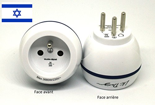 Adaptateur de Voyage France Vers Israël - Gamme Bulle- Bb0172 - Lte Design - Leach Travel Europe