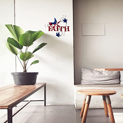 4Homemax Primitive Country Metal Hanging Wall Art Sculpture- Metal Hearts And Americana Stars With Love,Peace And Faith -Set Of 3 July 4Th Farmhouse Patriotic Indoor Outdoor Wall Decor #TOP4