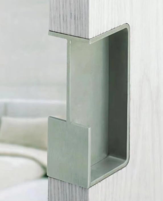 4.72 inch Pocket Door Edge Pull, Black Flush Recessed Handle for 1-3/8 inch Thick Doors, Aluminum One Piece Design with Smooth Comfort Grip, Easy Install Pocket Door Hardware