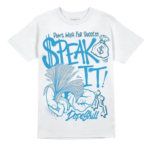 DopeSkill Graphic Tee Military Blue 4s Hip Hop Streetwear Hypebeast Unisex T-Shirt Sneaker Colour Matching Shirts Speak It (White - M)