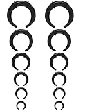 Uqnwbdq 14G 12G 8G 6G 4G 2G Black Plastic Septum Stretching Kit Pincher Tapers Acrylic Ear Gauges Tunnel Plug Cartilage Earring Set Stretch Septum Nose Ring Spike Horseshoe Piercing Jewelry Women Men