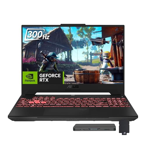 ASUS TUF A15 Gaming Laptop, 15.6' FHD 300Hz Display, AMD Ryzen 7 6800H, 32GB RAM, 2TB Storage (1TB SSD+1TB Docking Station Set), Backlit Keyboard, GeForce RTX 3060, HD Webcam, Win 11 Pro, Gray