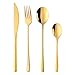 Do Buy 4 pièces de couverts de camping coréens dorés (couteau à steak, fourchette, cuillère et cuillère à thé) 304 en acier inoxydable 18/10