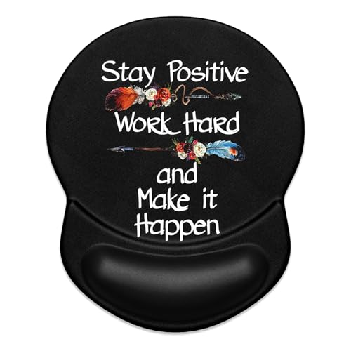 ITNRSIIET Ergonomic Mouse Pad with Gel Wrist Support Small Wrist Rest Smooth Surface Non-Slip PU Base Comfortable Office Supplies Pain Relief, 8.7 x 7.2 inches, Inspirational Quote Black